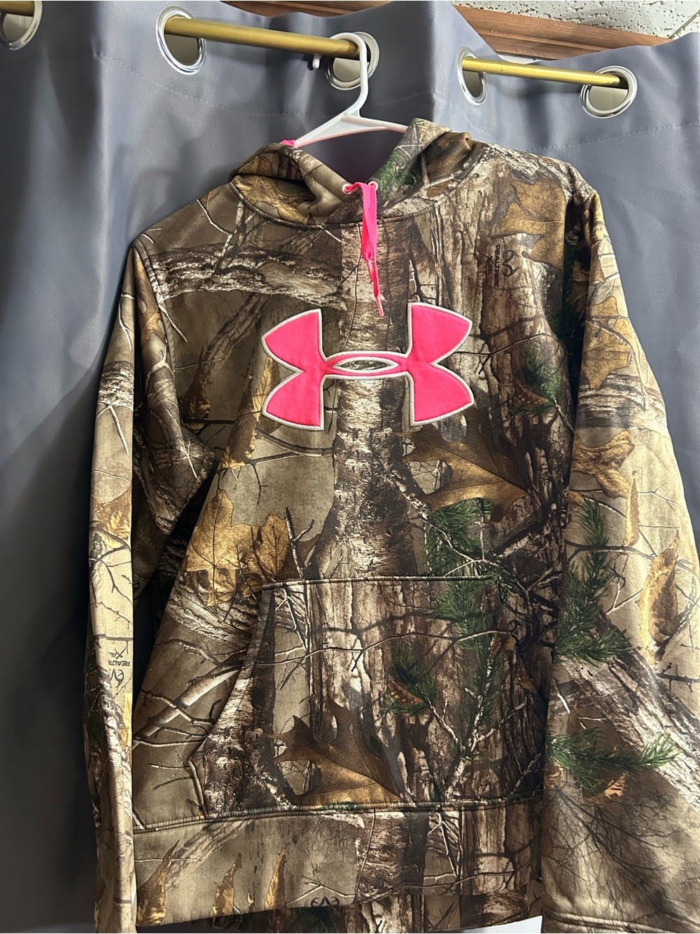 Under Armour Girls' Camo Hoodie with Bright Pink Logo